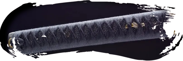 Tsuka en seda negra con hishigami y menuki de mariposas